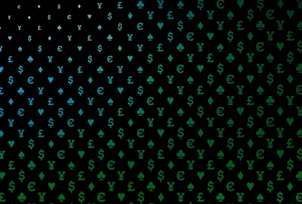 Темно Синий Зеленый Векторный Узор Символом Карточек Иллюстрация Набором Червей — стоковый вектор