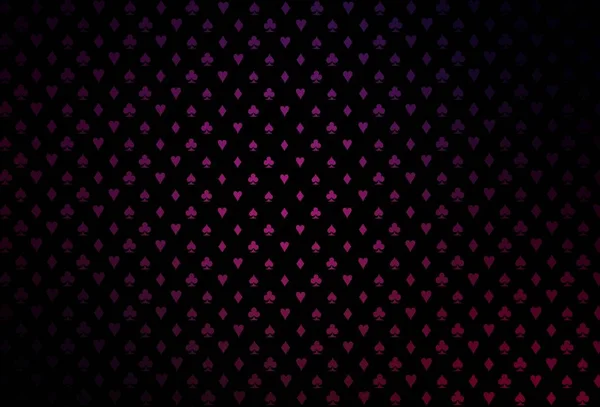 黑色粉红矢量纹理与扑克牌 彩色插图用心脏 供赌场用的小册子和传单使用的模式 — 图库矢量图片