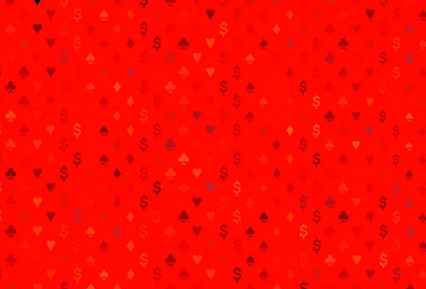 Kumarın Sembolleriyle Açık Kırmızı Vektör Kaplaması Renkli Resimler Kalpler Maça — Stok Vektör