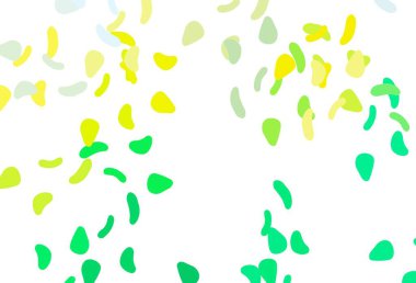 Açık yeşil, kaotik şekilli sarı vektör deseni. Rastgele şekillerle soyut tarzda dekoratif tasarım. İşiniz için en iyi akıllı tasarım.