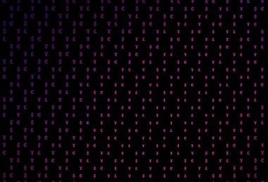 EUR, USD, GBP, JPY ile koyu pembe vektör arkaplan. Beyaz arka planda tüm para birimlerinin renkli sembolleri. Ekonomi ve zenginlik reklamınız için akıllıca bir tasarım..