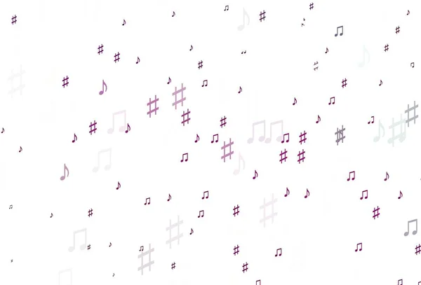 Lichtpaars Vectorpatroon Met Muziekelementen Schitterende Illustratie Van Kleurrijke Gradiënt Muzieknoten — Stockvector