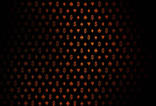 ダークイエロー カードの要素とオレンジベクトルレイアウト トランプの孤立したシンボルで抽象的なスケッチを光る ポスター ギャンブルサイトのバナーのためのデザイン — ストックベクタ