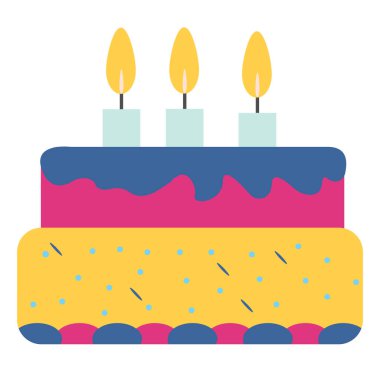 Doğum günü pastası düz vektör çizim 