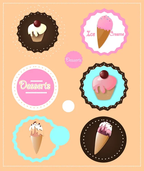 Desserts pictogrammen — Stockvector