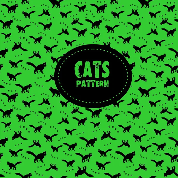 Gatos patrón sin costura — Vector de stock