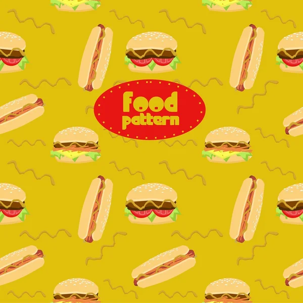 Fast food seamless pattern — Stock Vector