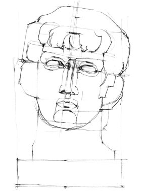 drawing Antinous sculpture head clipart