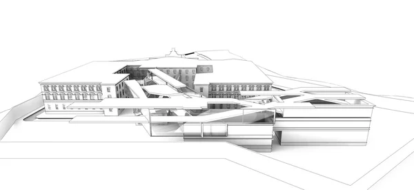 Alambrado 3D del edificio — Foto de Stock