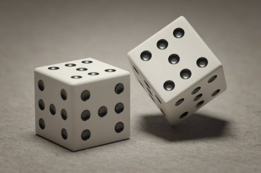 3d illustration. Two fake dice on a table, each with a seven on all sides. Conceptual image to represent an easy win, cheating or claiming to be successful without straining.