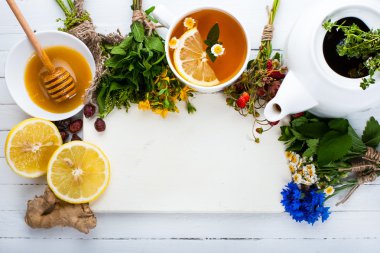 Bitkisel çay için ayarlayın. Arka plan Detoks.