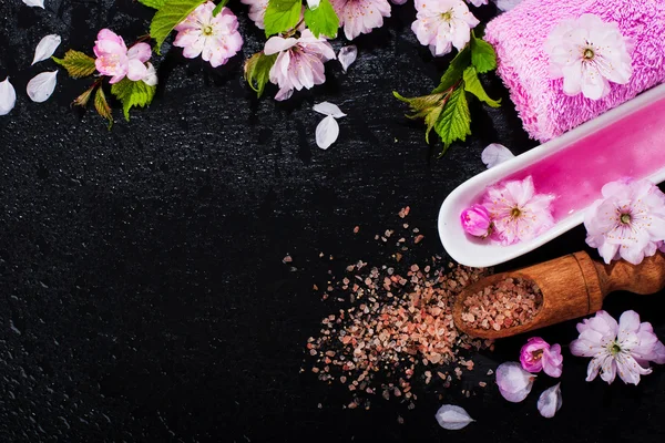 Spa concept met bloemen van amandel — Stockfoto