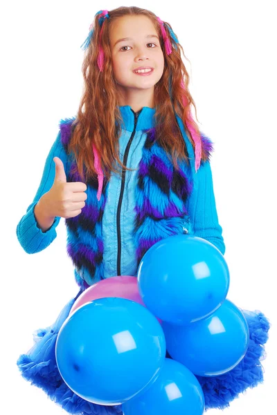 Девушка с воздушными шарами на изолированном фоне — стоковое фото