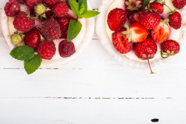 Cake with berries. Healthy sweets background.