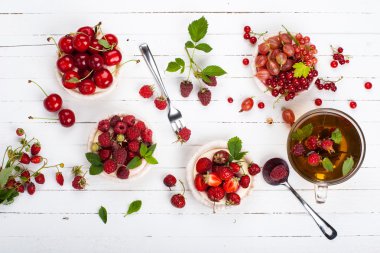 Cake with berries. Healthy sweets background.