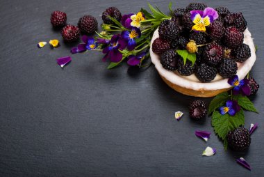 Cake with berries. Healthy sweets background.