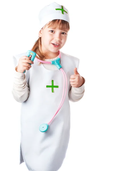 Menina vestida como um médico em um fundo isolado Imagem De Stock