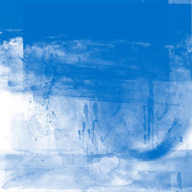 Beyaz arka planda mavi suluboya soyut doku. Boya etkisi