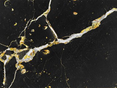 Golden kintsugi crack on black background. Abstract hand draw decorative element. Japanese style clipart
