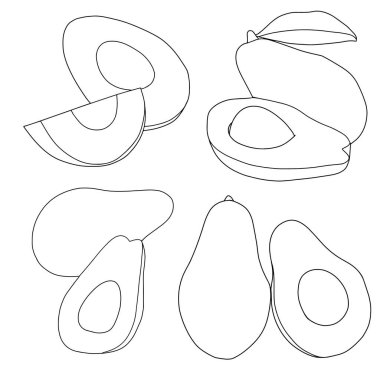 Avokado ile vektör illüstrasyon. Simge. Sağlıklı, organik yiyecekler. İzole edilmiş sembol