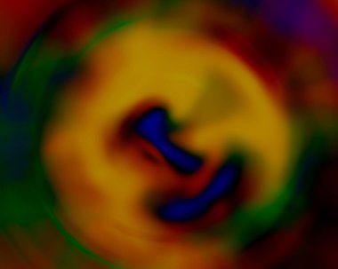 Boya batik tekniğindeki soyut süs, elle boyanmış. Gökkuşağı patlaması.