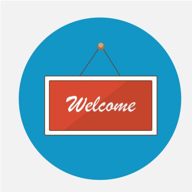 Beyaz izole arkaplandaki işaret vektör simgesine hoşgeldiniz