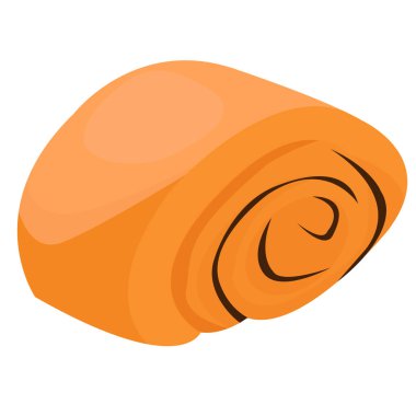 Şekerli tarçınlı rulo. Kıvrımlı çörekler. Beyaz arkaplanda el çizimi izole vektör çizimi