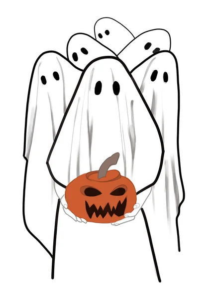 Espíritu Fantasma Fondo Halloween Diseño Carácter Halloween Hoja Fantasma — Foto de Stock