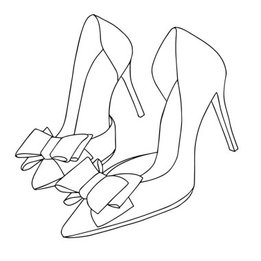 Kadın ayakkabısı simgesi logosu. Vektör. Moda topuklu ayakkabılar. Silhouett