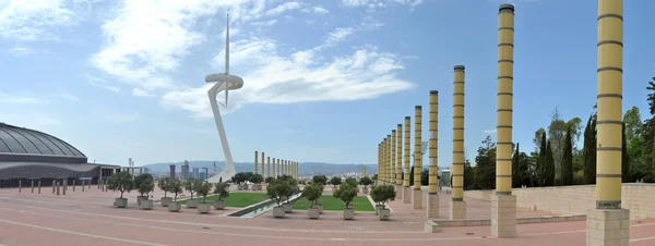 Panorama des olympischen ortes von barcelona Stockbild