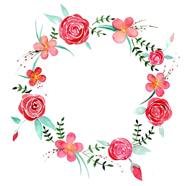 Roses watercolor wreath Vector Graphics