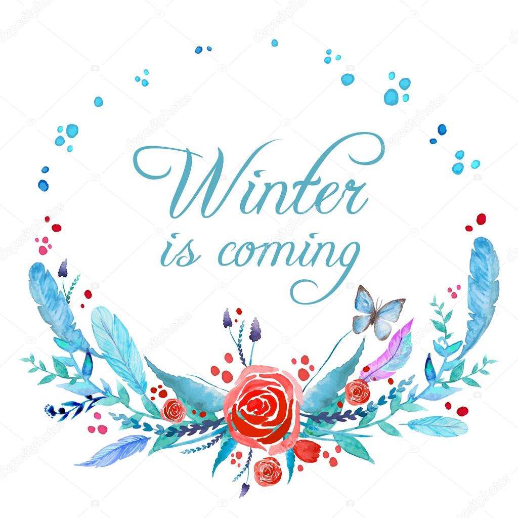 Download Winter is coming. Boho-chic style hand drawn wreath ...