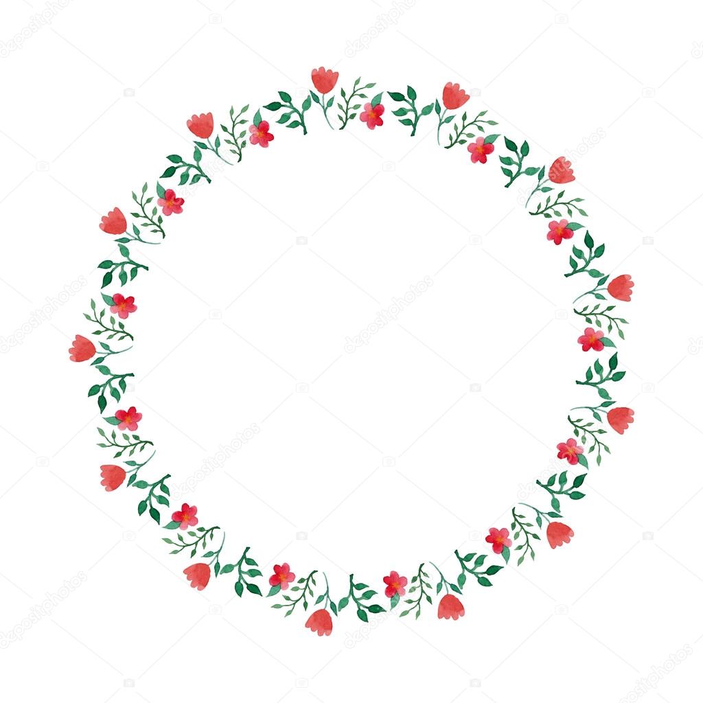Download Watercolor floral wreath round frame — Stock Vector © DinaL #58954147
