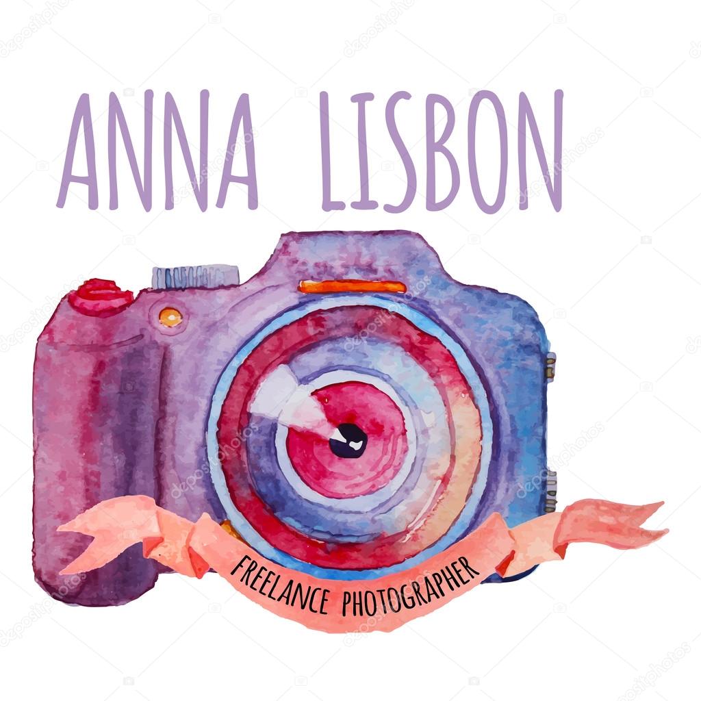 Download Camera watercolor | Watercolor photo camera — Stock Vector © DinaL #61036959