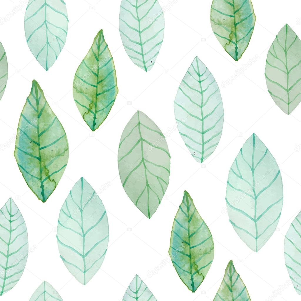 Watercolor Green Leaves Pattern Vector Image By C Dinal Vector Stock