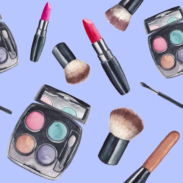 Watercolor cosmetics pattern. Vector Graphics
