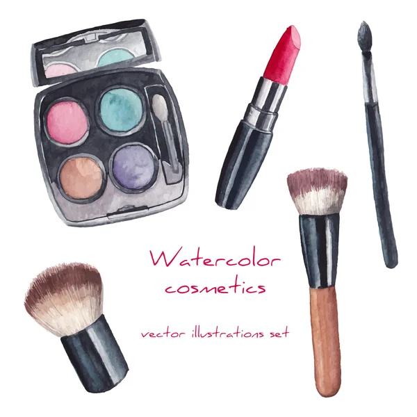 Watercolor cosmetics set. Stock Illustration