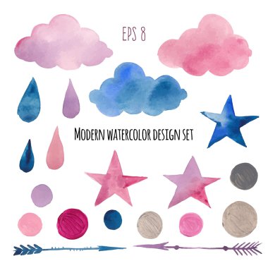 Watercolor modern abstract sticker set