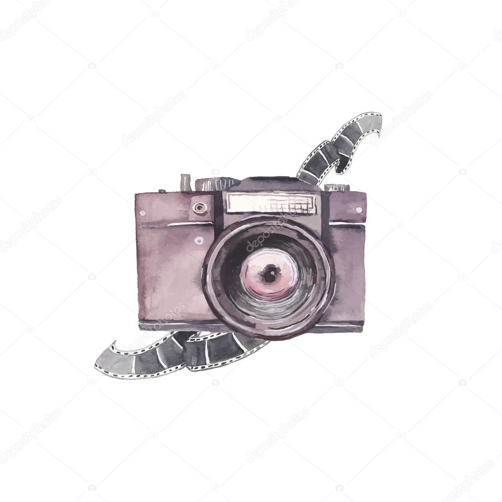 Download Watercolor photo camera label — Stock Vector © DinaL #77450240