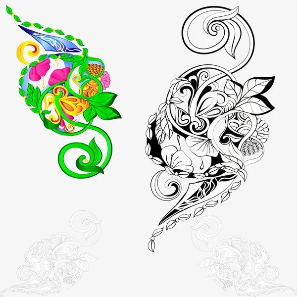 Ornamento abstracto floral fantasía — Vector de stock