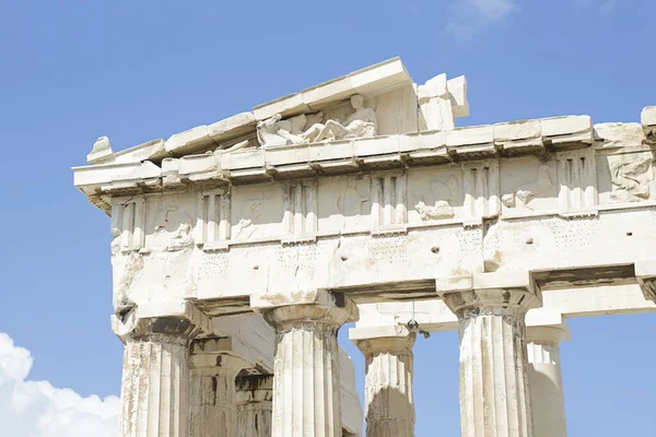 Detalhe Parte Superior Partenon Acrópole Ateniense Grécia — Fotografia de Stock