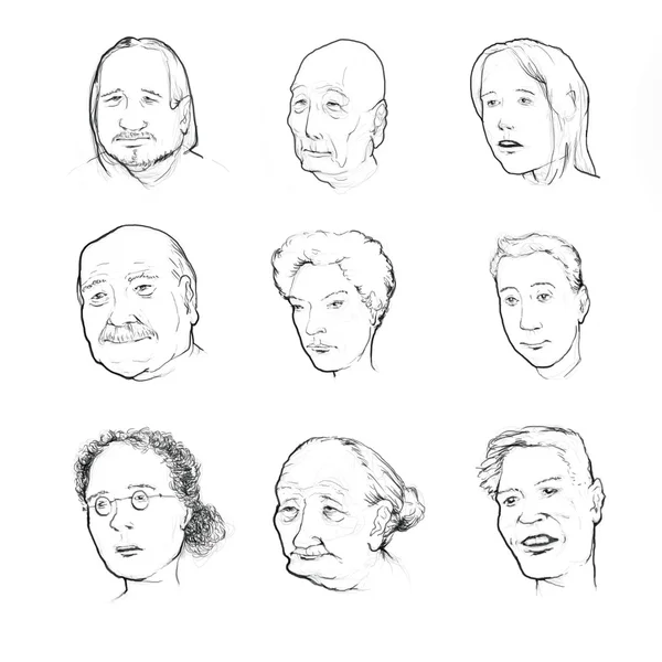 Dziewięć twarze — Zdjęcie stockowe