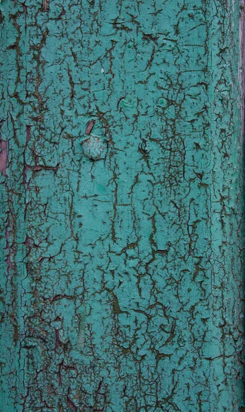 Alte Rissige Türkisfarbene Farbe Auf Einem Holzbrett — Stockfoto