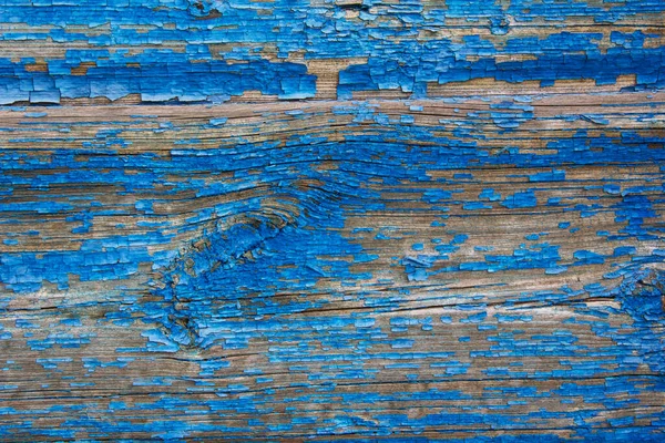 Velho Descascando Tinta Azul Nas Placas Rachadas — Fotografia de Stock