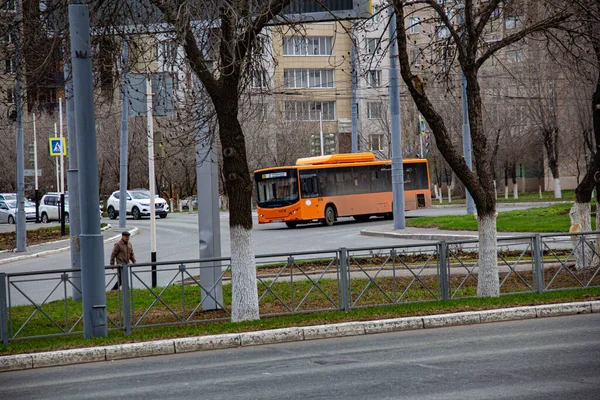 Orenburg Orenburg Region Russia 2021 Bus Turns Ring Road — Stock Photo, Image