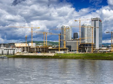 Construction of a shopping center, Eurovea 2, Danube river, Bratislava, Slovakia.