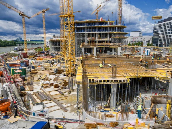 Construction of shopping center, Eurovea 2, Danube river, Bratislava, river Danube, Slovakia.