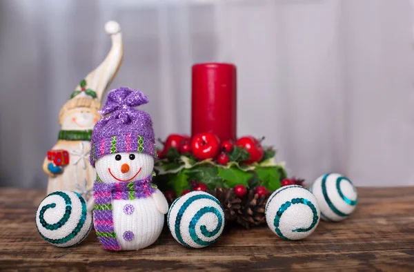 Bir kardan adamla yılbaşı kartı.