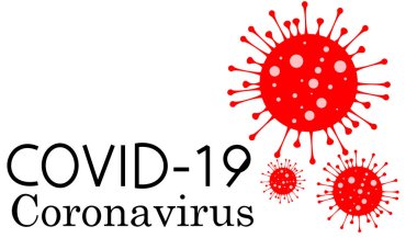 Covid-19, koronavirüs pandemik küresel uyarı, kırmızı sembol ve ikon vektör çizimi