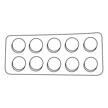 İlaç simgesi, vektör tasarımı, çizgi biçimi, beyaz arka planda izole edilmiş.